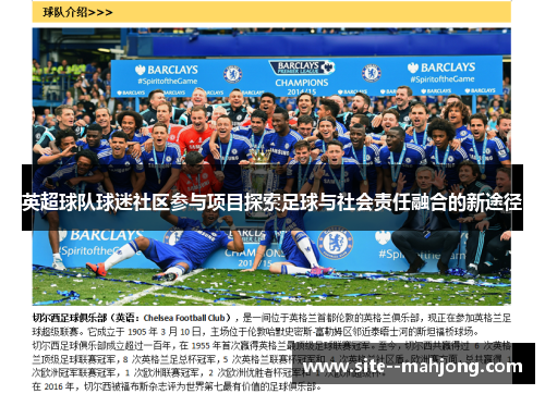 英超球队球迷社区参与项目探索足球与社会责任融合的新途径 英超球队球迷社区参与项目探索足球与社会责任融合的新途径